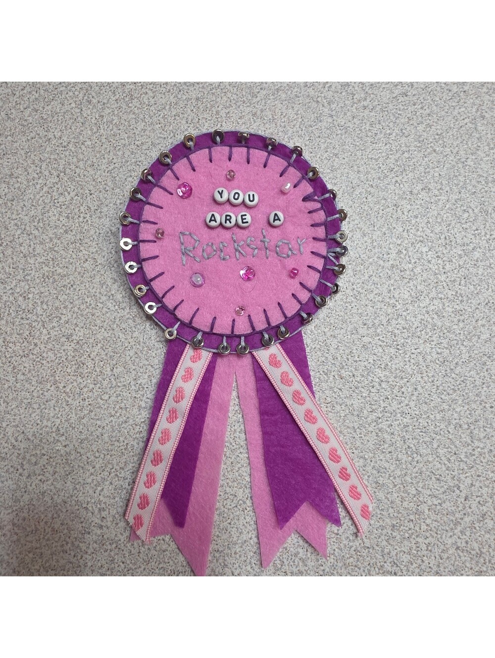 Handcrafted 'You Are A Rockstar' Felt Award Ribbon Badge